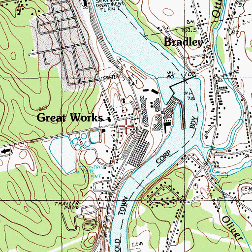 Topographic Map of Great Works, ME