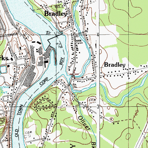 Topographic Map of Great Works Stream, ME