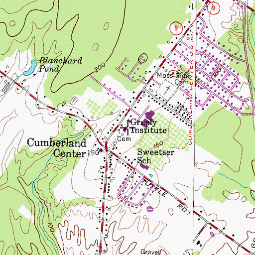 Topographic Map of Greely Institute, ME