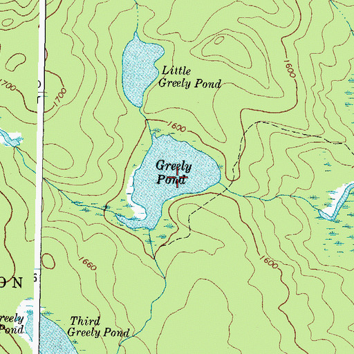 Topographic Map of Greely Pond, ME