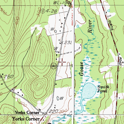 Topographic Map of Greely School, ME