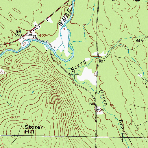 Topographic Map of Green Brook, ME