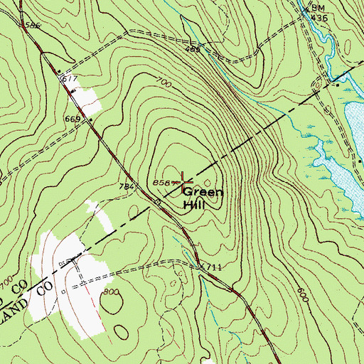 Topographic Map of Green Hill, ME