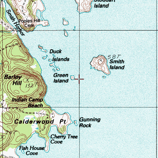 Topographic Map of Green Island, ME