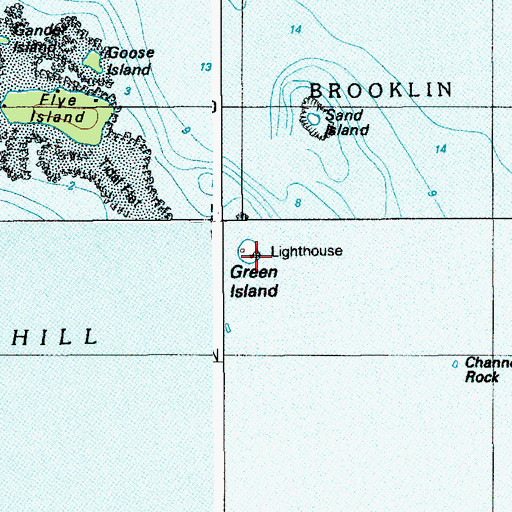 Topographic Map of Green Island, ME