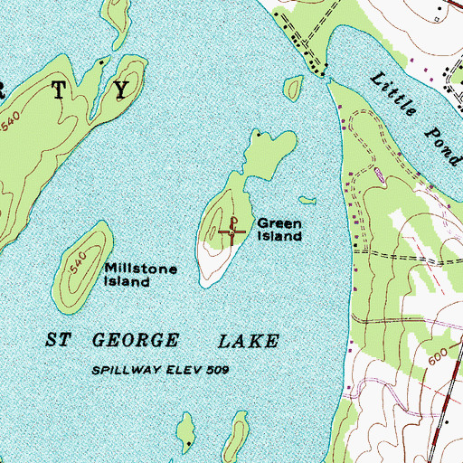 Topographic Map of Green Island, ME