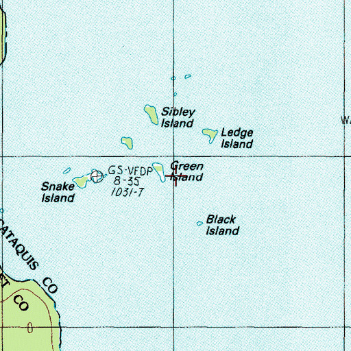 Topographic Map of Green Island, ME