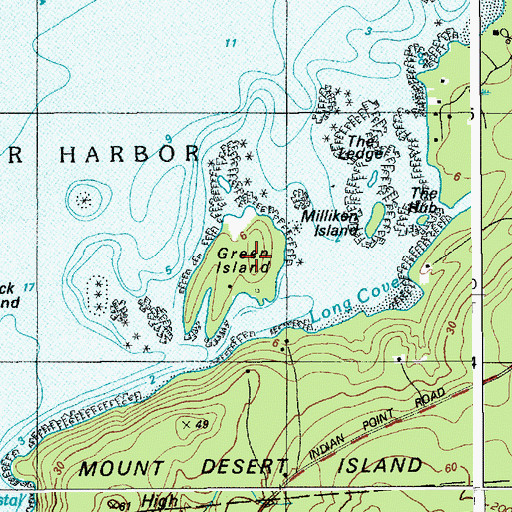 Topographic Map of Green Island, ME