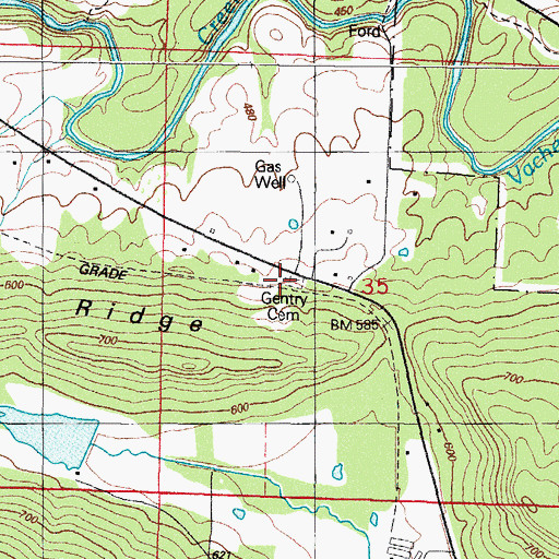 Topographic Map of Gentry Cemetery, AR