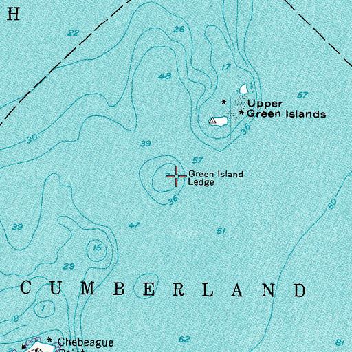 Topographic Map of Green Island Ledge, ME
