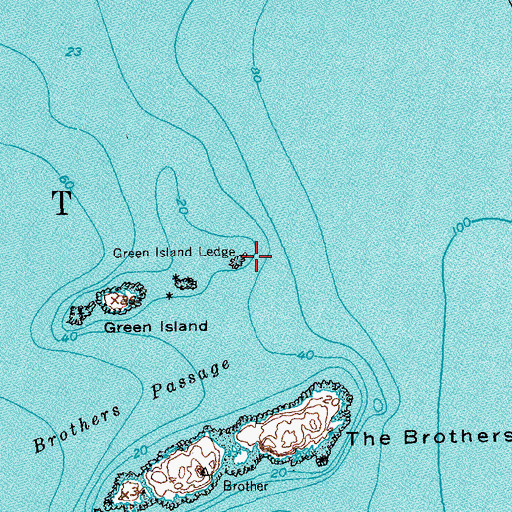 Topographic Map of Green Island Ledge, ME