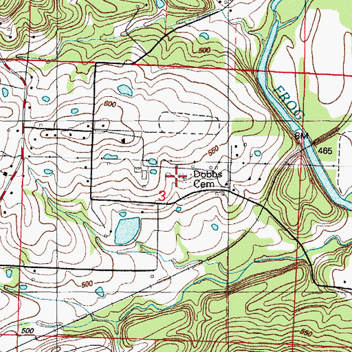 Topographic Map of Dobbs Cemetery, AR