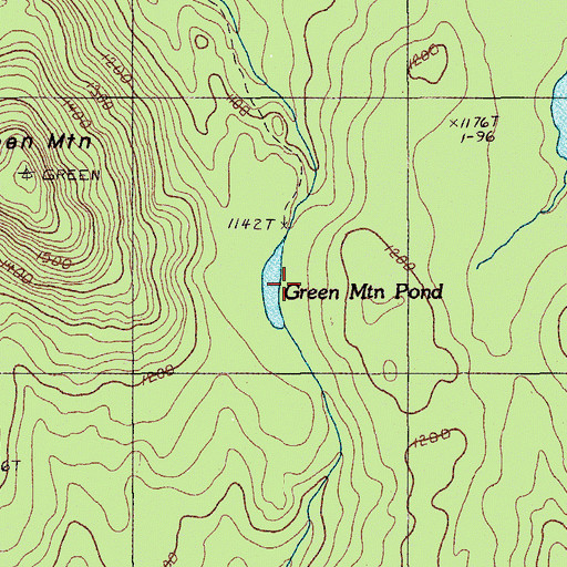 Topographic Map of Green Mountain Pond, ME