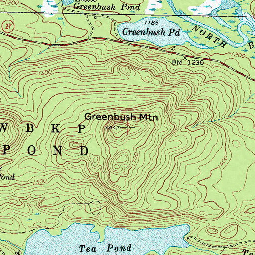 Topographic Map of Greenbush Mountain, ME