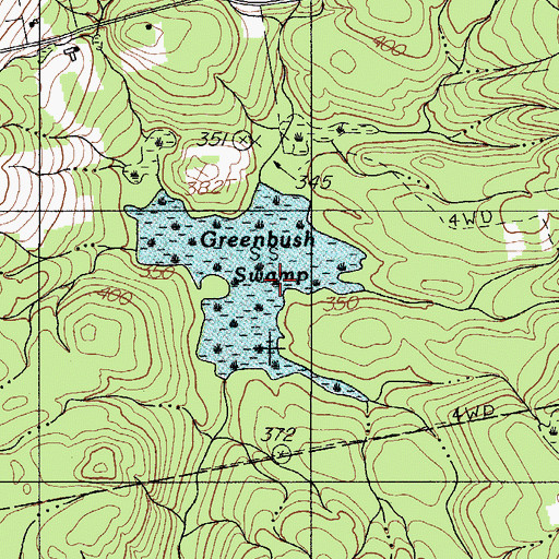 Topographic Map of Greenbush Swamp, ME