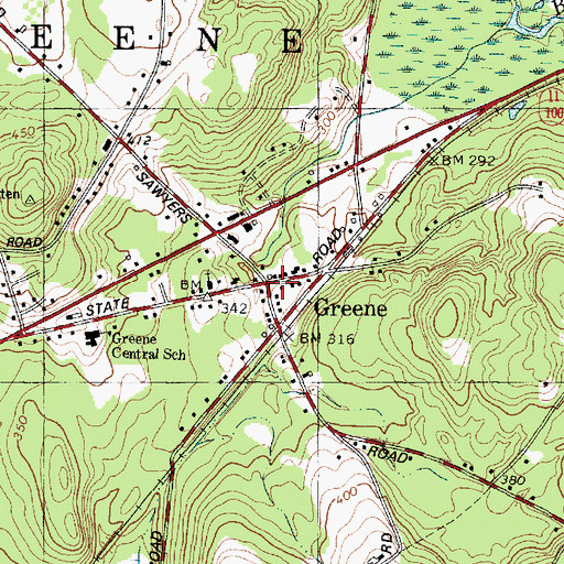 Topographic Map of Greene, ME