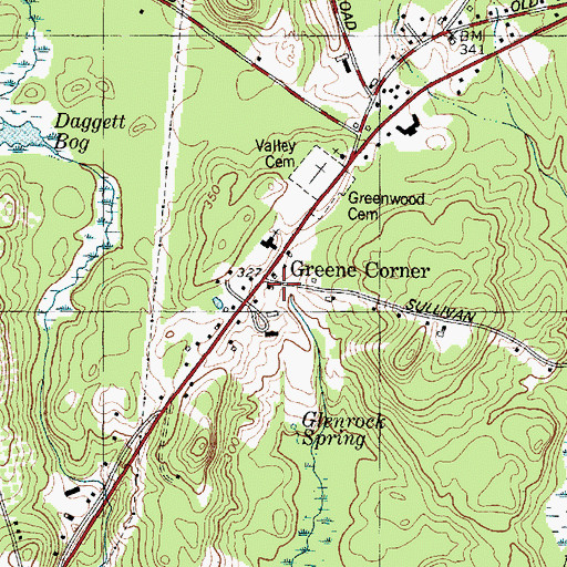 Topographic Map of Greene Corner, ME