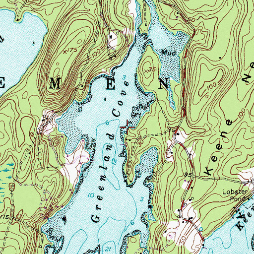 Topographic Map of Greenland Cove, ME