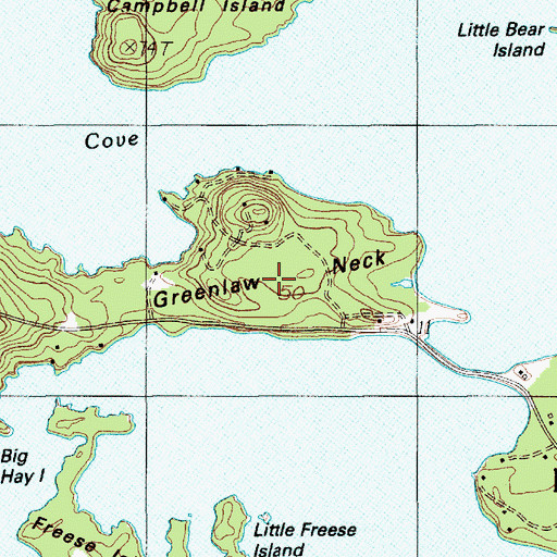 Topographic Map of Greenlaw Neck, ME