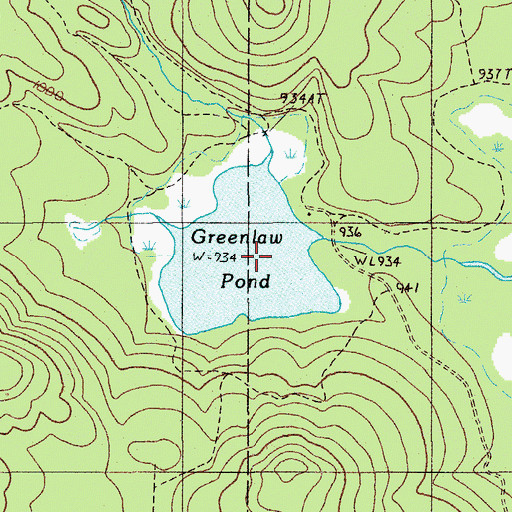 Topographic Map of Greenlaw Pond, ME