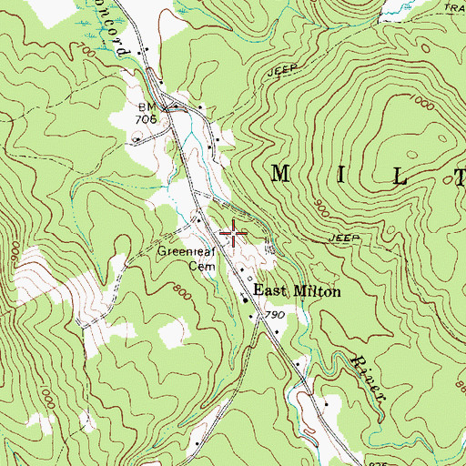 Topographic Map of Greenleaf Cemetery, ME