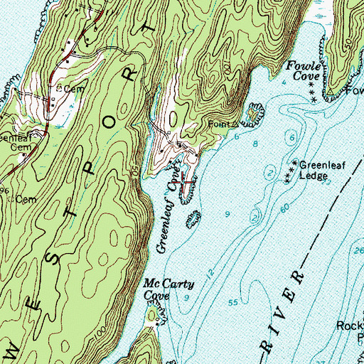 Topographic Map of Greenleaf Cove, ME