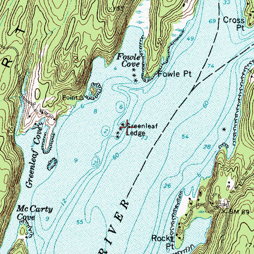 Topographic Map of Greenleaf Ledge, ME
