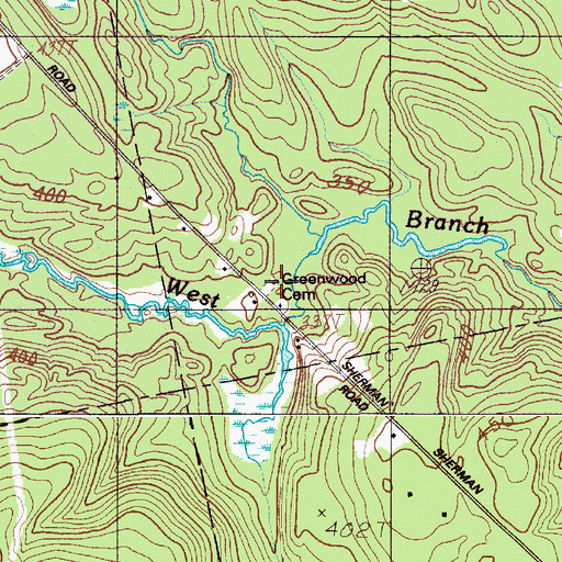 Topographic Map of Greenwood Cemetery, ME