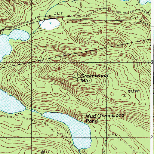 Topographic Map of Greenwood Mountain, ME