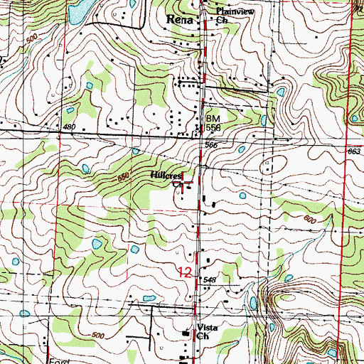 Topographic Map of Hillcrest Church, AR