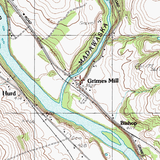Topographic Map of Grimes Mill, ME