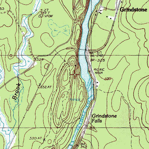 Topographic Map of Grindstone Falls, ME