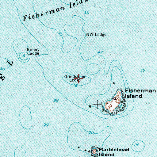 Topographic Map of Grindstone Ledge, ME