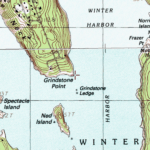 Topographic Map of Grindstone Point, ME