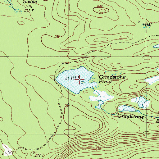 Topographic Map of Grindstone Pond, ME