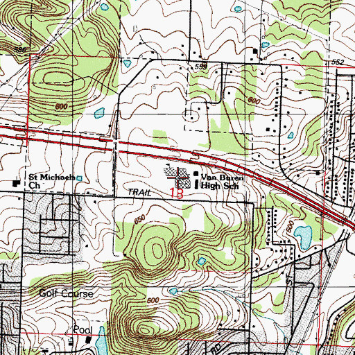 Topographic Map of Van Buren High School, AR