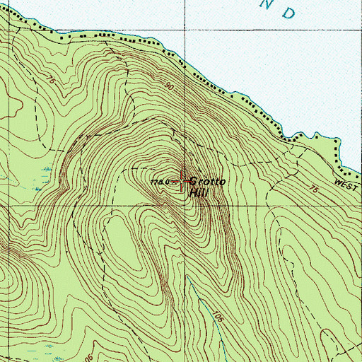 Topographic Map of Grotto Hill, ME