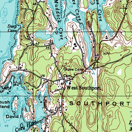Topographic Map of Grove Cemetery, ME