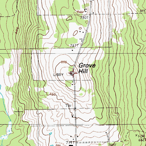 Topographic Map of Grove Hill, ME