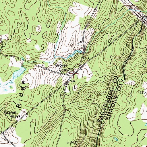 Topographic Map of Grover Cemetery, ME