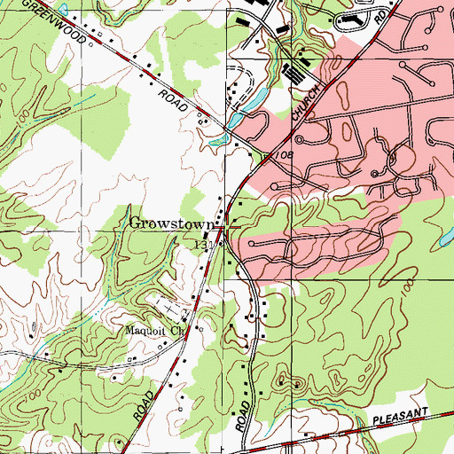 Topographic Map of Growstown, ME
