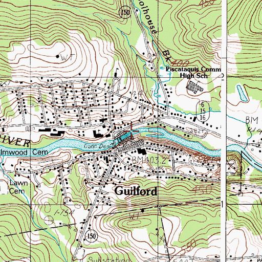 Topographic Map of Guilford, ME