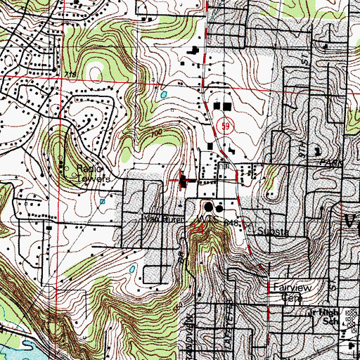 Topographic Map of Van Buren School, AR