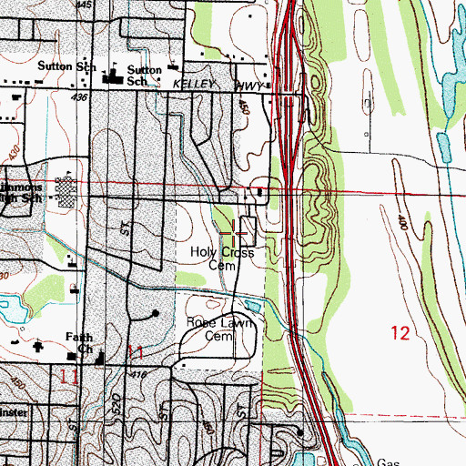 Topographic Map of Holy Cross Cemetery, AR