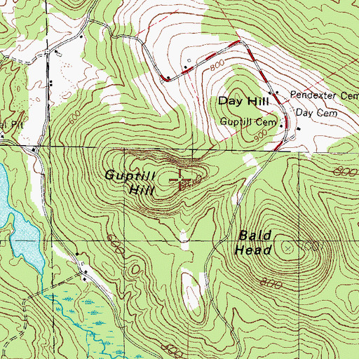 Topographic Map of Guptill Hill, ME