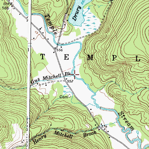 Topographic Map of Gus Mitchell Brook, ME