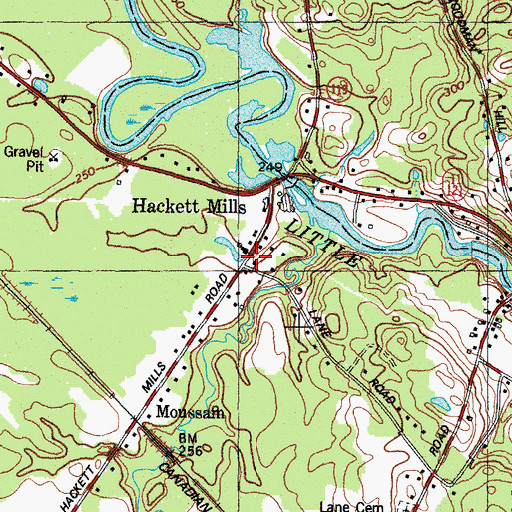 Topographic Map of Hackett Mills, ME