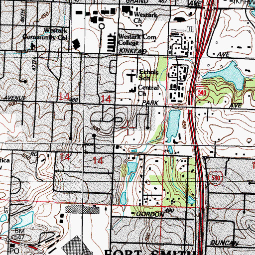 Topographic Map of Washington Cemetery, AR