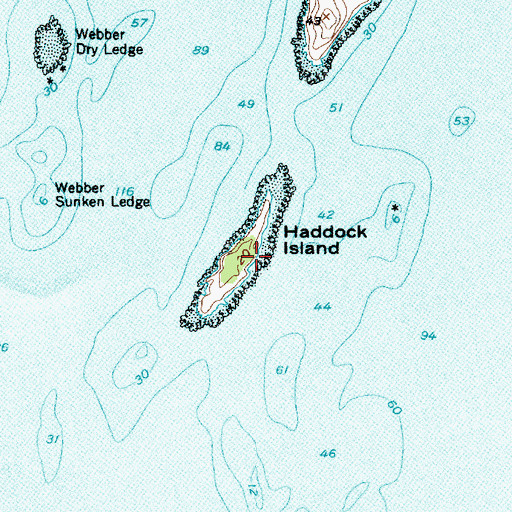 Topographic Map of Haddock Island, ME