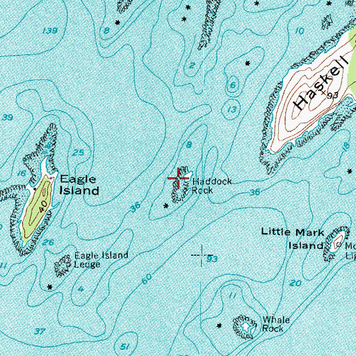 Topographic Map of Haddock Rock, ME